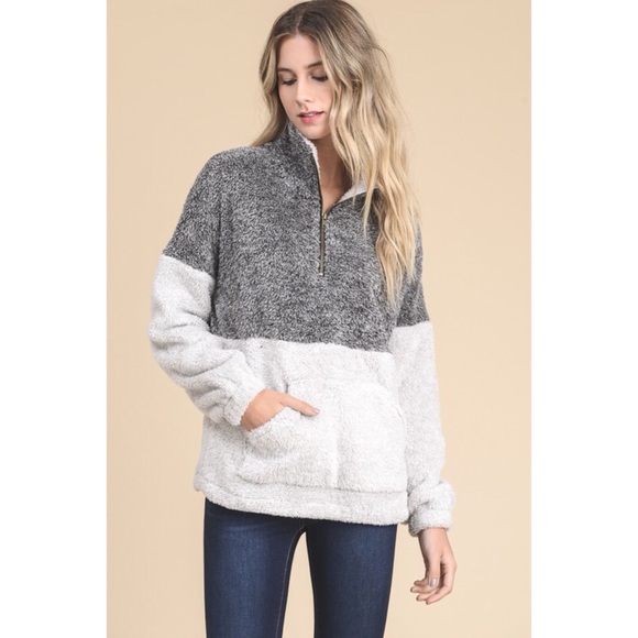 Hannah Beury Sweaters - LAST ONE! Two Tone Fuzzy Pullover Sweater